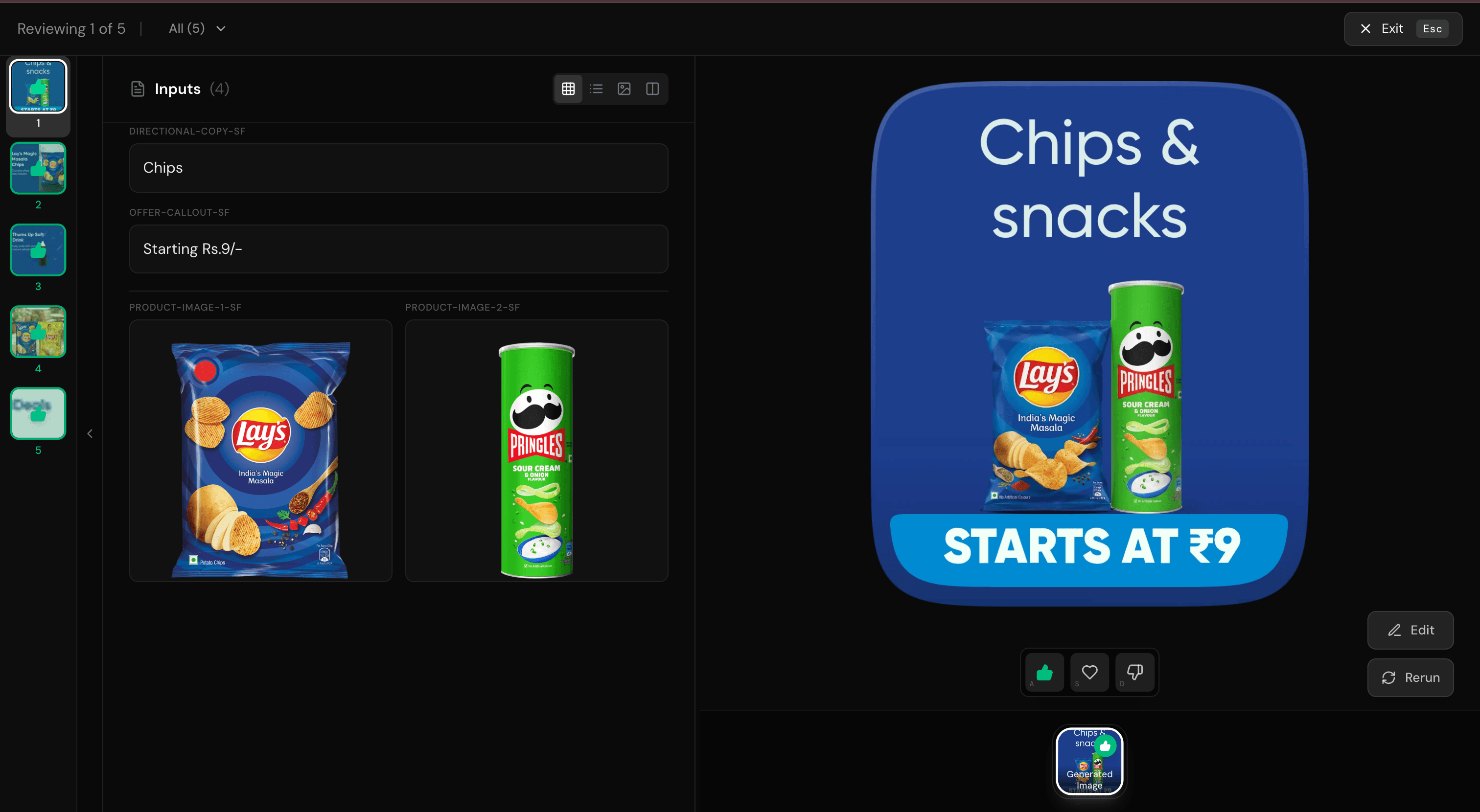 Foosh input-output review with AI-generated creative assets